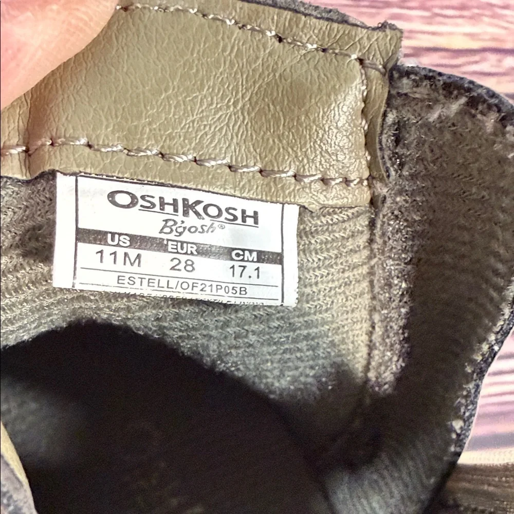 OshKosh B'gosh Estelle Taupe Gray and Pink Glitter‎ Ankle Booties Cutout Design